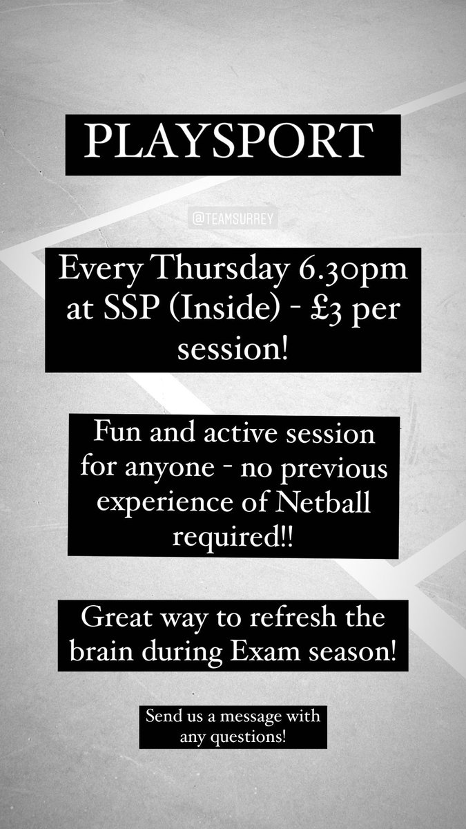 Playsport sessions every Thursday at SSP at 6.30pm 🤩 Great way to refresh the brain during exam season - pop us a message with any questions!!