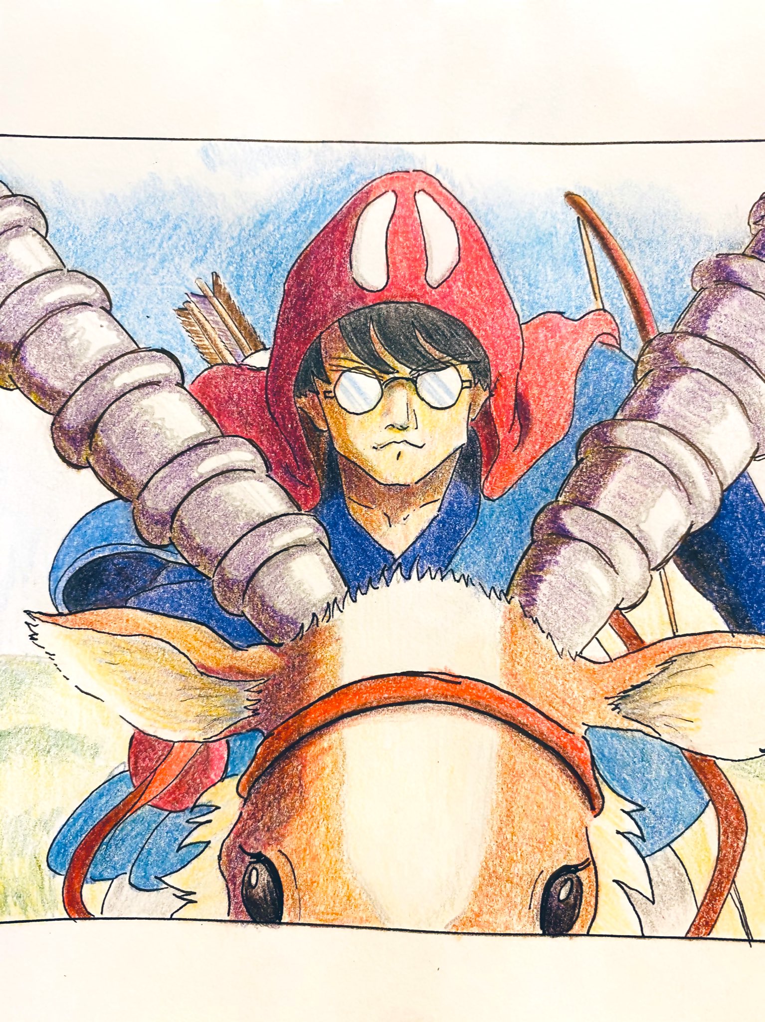 リラ クスバート もののけ姫を愛せ 特に説明は必要あるまい イラスト イラスト好きさんと繋がりたい 色鉛筆画 ジブリ もののけ姫 アシタカ お絵描き好きさんと繋がりたい ステッドラー ヤックル可愛い ネタ絵 T Co