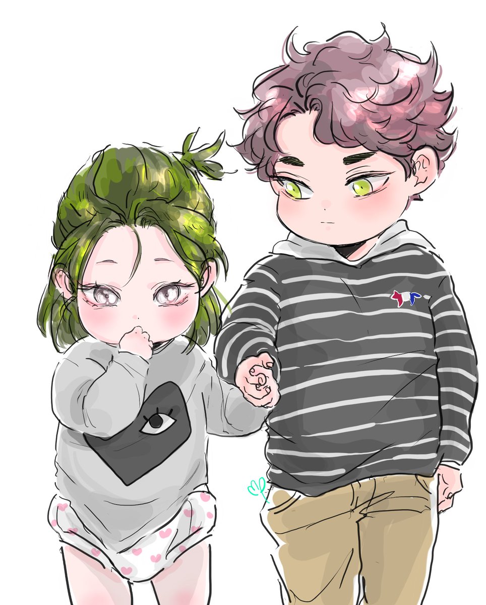 MintishP's tweet photo. 우시오이 family au
Hairdo💇‍♂️

코우키 왜 자기는 토루파파랑 형아처럼 곱슬머리 아니냐고 울어서
머리를 길러서  ➡️  베이비펌을 시켜줬다

Kouki wanted his hair to be curly just like papa Tooru and his brother(he cried, obviously😌) so he,
grew his hair long ➡️ got a perm done https://t.co/VyRmnbc975