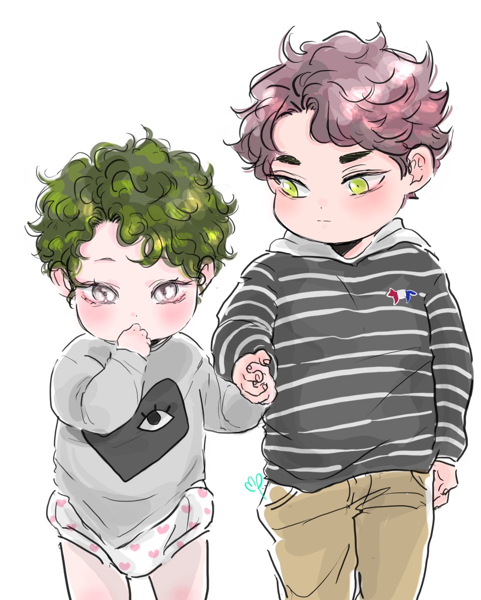 MintishP's tweet photo. 우시오이 family au
Hairdo💇‍♂️

코우키 왜 자기는 토루파파랑 형아처럼 곱슬머리 아니냐고 울어서
머리를 길러서  ➡️  베이비펌을 시켜줬다

Kouki wanted his hair to be curly just like papa Tooru and his brother(he cried, obviously😌) so he,
grew his hair long ➡️ got a perm done https://t.co/VyRmnbc975
