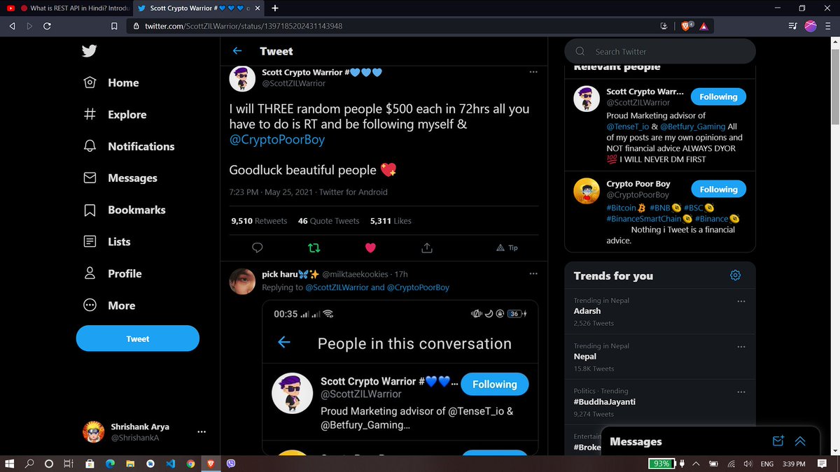 ShrishankA's tweet photo. @ScottZILWarrior @CryptoPoorBoy https://t.co/qy114qWsGX