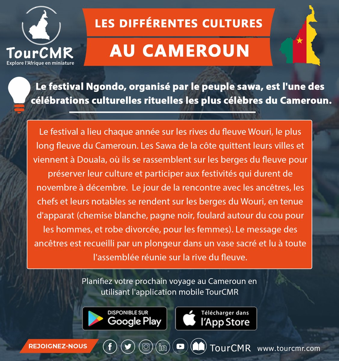 TourCmrApp's tweet photo. DIFFERENT CULTURES IN CAMEROON🇨🇲🇨🇲
Le festival Ngondo, organisé par le peuple sawa, est l'une des célébrations culturelles rituelles les plus célèbres du Cameroun.
#tourCmr #tourCameroon #exploreCameroon https://t.co/3Pzaz8kJ2s