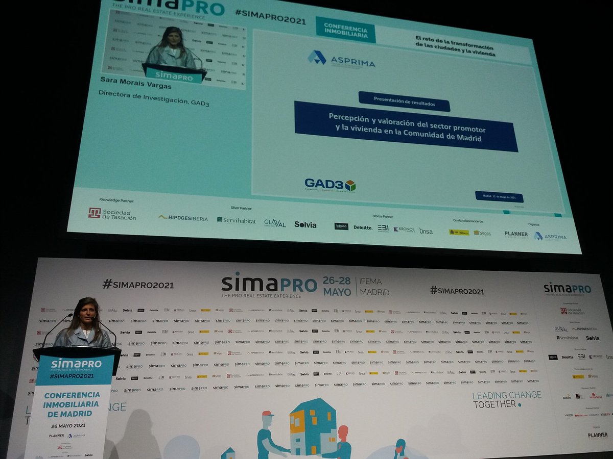 Sara Morais (<a href="/smoraisv/">Sara Morais Vargas</a>), directora de investigación de GAD3, participa en la Conferencia Inmobiliaria de <a href="/simaexpo/">SIMA</a>, donde presenta el estudio de reputación del sector promotor y la vivienda en la Comunidad de Madrid. #SIMAPRO2021