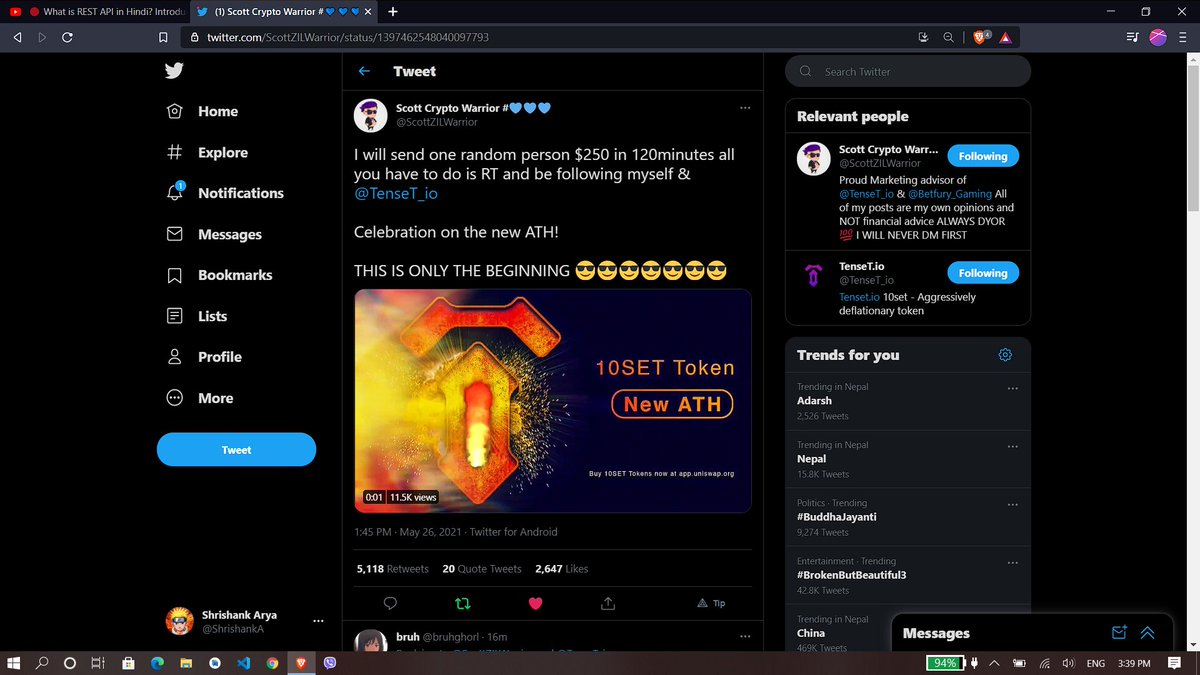 ShrishankA's tweet photo. @ScottZILWarrior @TenseT_io https://t.co/1Nnjfs9pL9