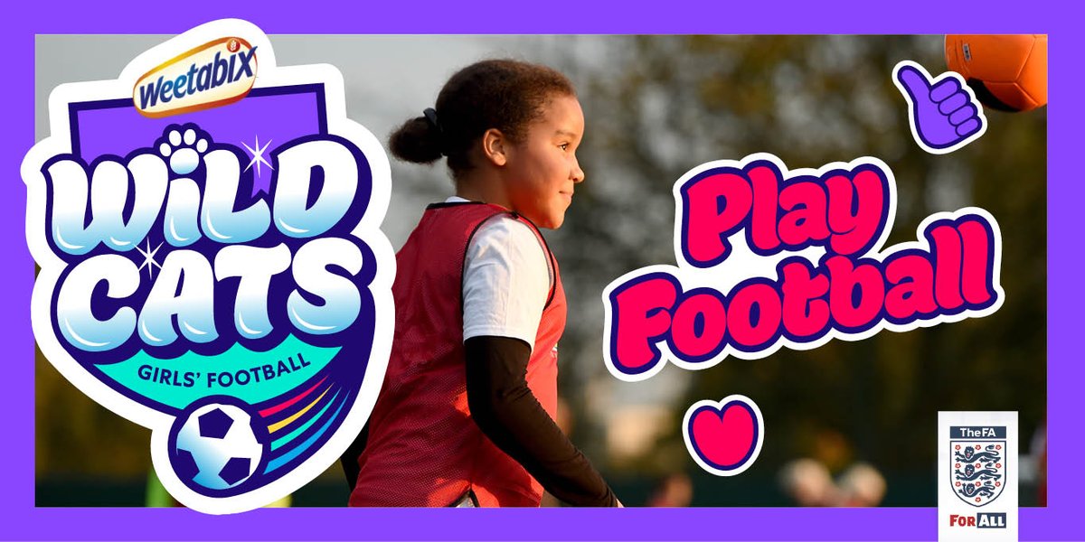 HertfordshireFA's tweet photo. For ALL girls aged 5-11 who want to give football a go and make some amazing new friends. Find your nearest #WeetabixWildcats session ▶️ https://t.co/KBrIDhPFvu https://t.co/M6riy4na3q