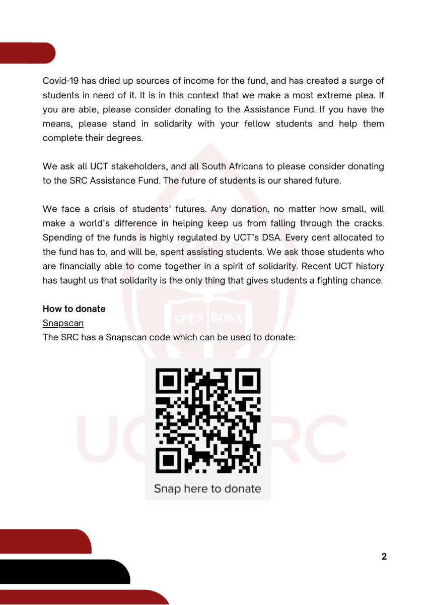 UCT_SRC's tweet image. 🗣Campaign Launch: #UCTAsinamali 

Ours is to clear student debt. 

SRC Assistance Fund campaign has commenced. We call for contributions to the funding of our future.