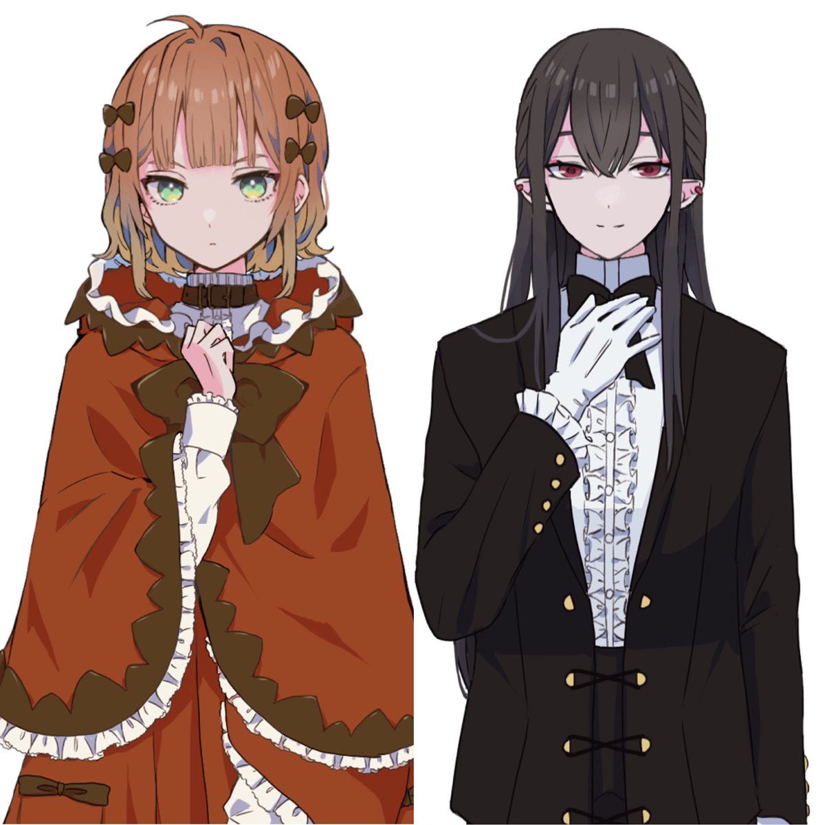 Onenightcross 主人公の少女ルージュと ヴァンパイアのノワールの ひとさじのイラスト