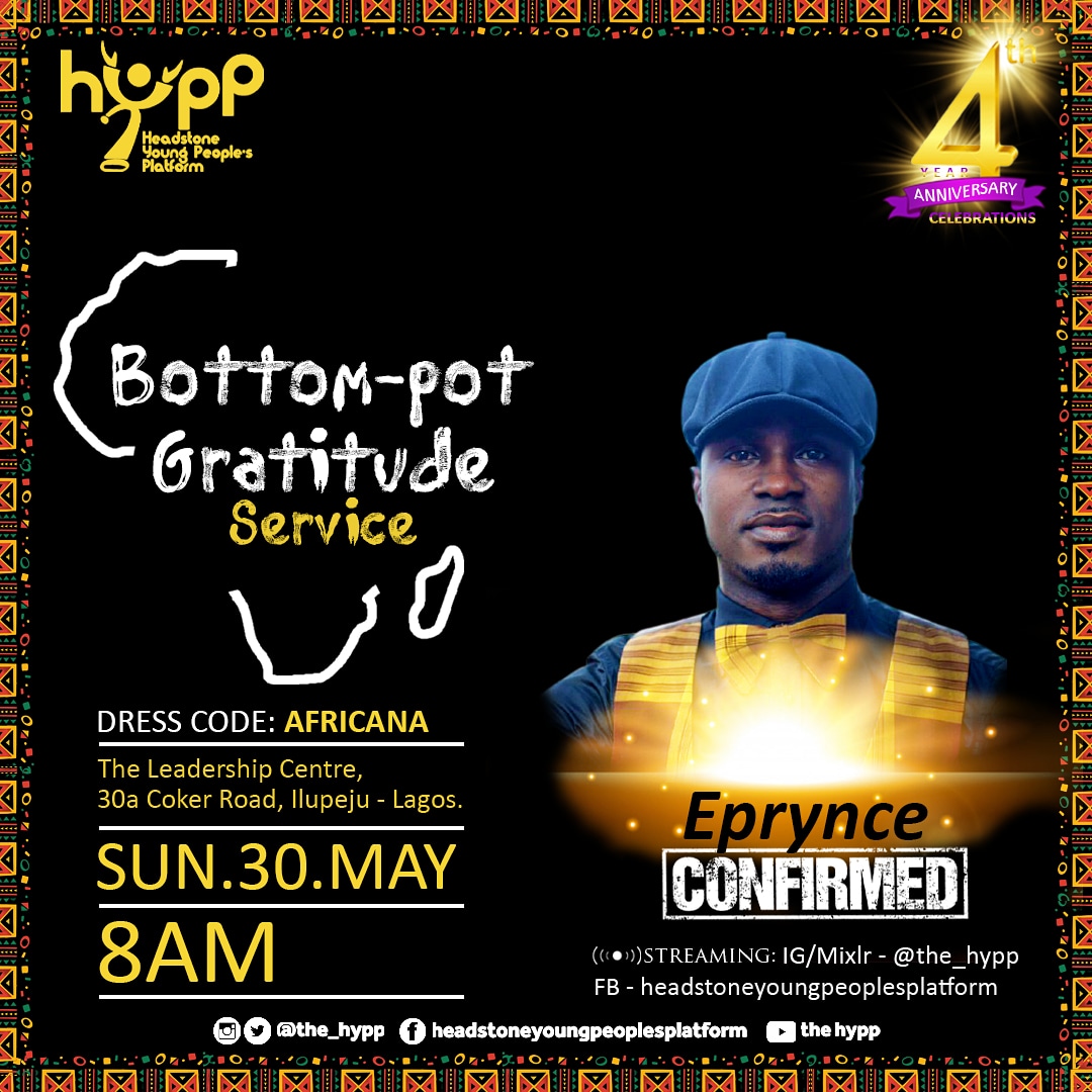 HYPP (@the_hypp) on Twitter photo You know what they say about the taste of bottom pot rice...but have you heard about bottom-pot praise?
This Sunday at HYPP, we're having a Bottom-pot Gratitude Service, giving God that best-for-the-last kinda praise, with the dynamic and anointed <a href="/theeprynce/">Prince Eprynce</a> leading us! You know what they say about the taste of bottom pot rice...but have you heard about bottom-pot praise?
This Sunday at HYPP, we're having a Bottom-pot Gratitude Service, giving God that best-for-the-last kinda praise, with the dynamic and anointed <a href="/theeprynce/">Prince Eprynce</a> leading us!