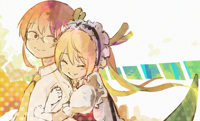 #絵描きさんと繋がりたい
#イラスト好きと繋がりたい 
#小林さんちのメイドラゴン 

トールと小林さん 