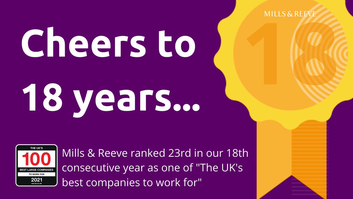 MillsandReeve's tweet image. Mills &amp;amp; Reeve ranked as “world class” with 3 star @bestcompanies rating and placing 23rd in the UK 100 Best Companies to Work For 2021 list!

We also achieved 2nd place in Law’s 20 Best Firms to Work For 2021, alongside some impressive regional rankings:

mills-reeve.com/insights/news/…