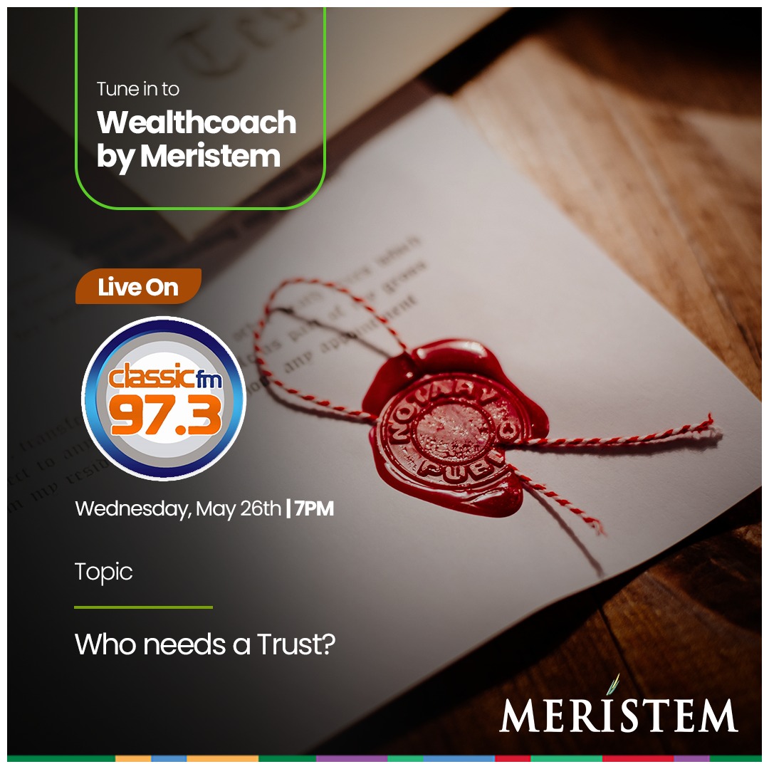 ClassicFM973's tweet photo. Join Ibidolapo Olufade Trust Officer, @meristemng Trustees Limited 7pm tonight as we discuss the topic "Who needs Trust.
#WealthCoachByMeristem
. #WealthCoach #Meristem #MarginLending #ProbateManagementServices https://t.co/Xbky5dfBwb