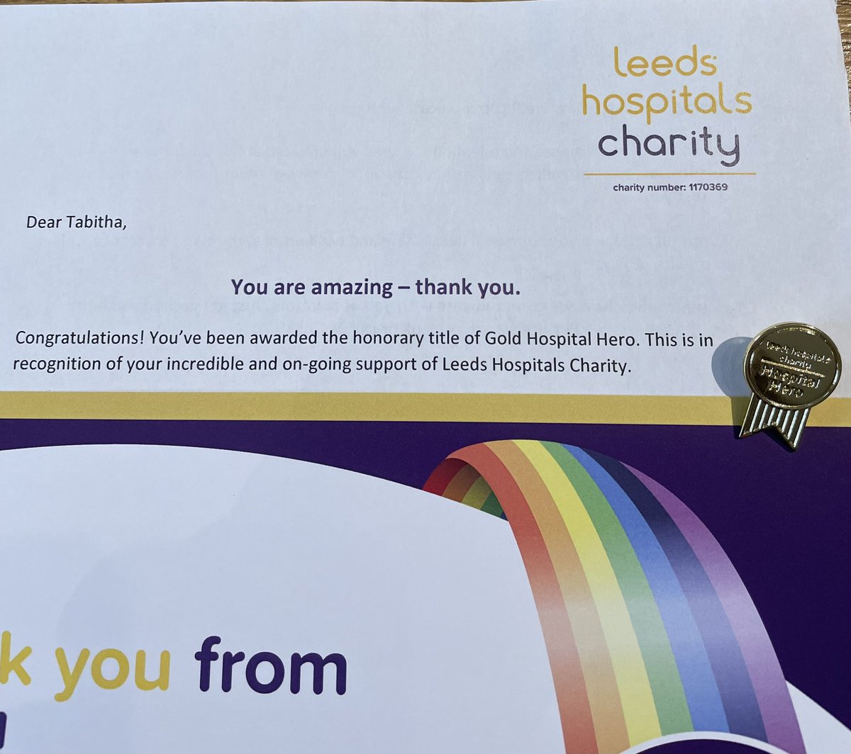 Tabs is very proud to have been given today the honourary title of Gold Hospital Hero by <a href="/LDShospcharity/">Leeds Hospitals Charity</a> 🌟Lovely surprise and thank you all. Excited to be able to make a further donation very soon with the kind help of <a href="/bgsnetball/">BGS Netball Club</a> !! 💫💫 <a href="/Leeds_Childrens/">Leeds Children's Hospital</a> @BradfordGrammar