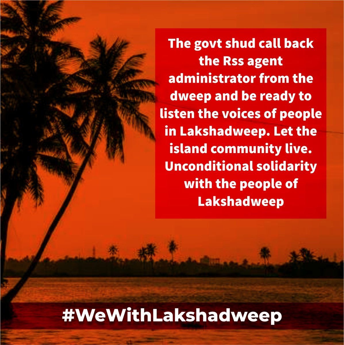 JunaidPuttur's tweet photo. Revoke the fascist laws that persecute muslim minorities.Let the island community live.
#WeWithLakshadweep https://t.co/TYT3EXJcUI