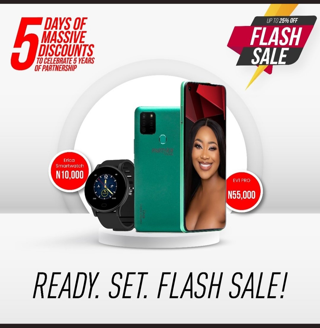 Lilybaby4real's tweet image. You can't afford to miss this sale as Partner Mobile celebrates 5years in business and the EV1PRO is just 
N55, 000 only + the Erica smart watch for N10, 000 only. Don't miss on this mouth-watering deals

#PartnerWithErica 

PARTNER MOBILE FLASH SALES
Erica Nlewedim is the name.