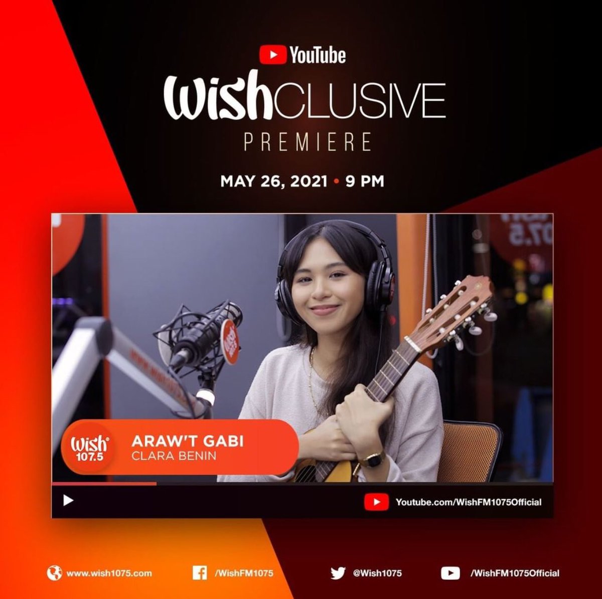_Clarafied's tweet photo. UY UYYYY!!! 

Araw’t Gabi will be out later at 9PM in Wish 107.5’s Youtube channel!!!

Hope you guys won’t miss it! https://t.co/XNgMAVuPWI