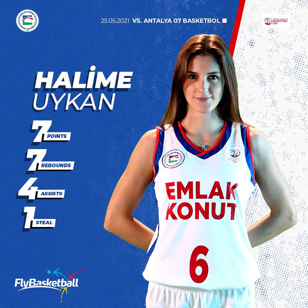 📋 TKBL final serisi ilk maçında oyuncumuz Halime Uykan'ın, Antalya 07 Basketbol karşısındaki performansı. #FlyStats