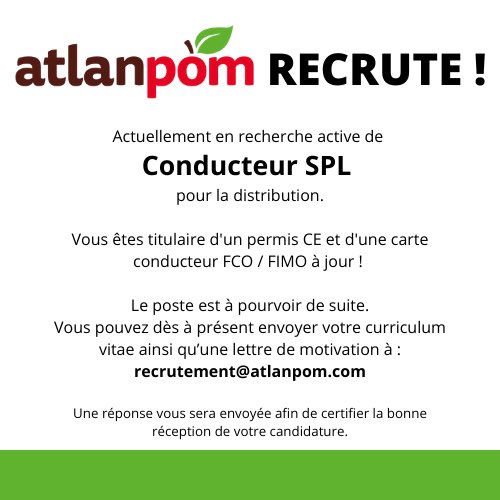 atlanpom's tweet photo. #recrutement #maineetloire #loireatlantique #conducteur #poidslourd https://t.co/uKSUXBr5yt