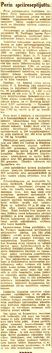 jouko_kokkonen's tweet photo. Toimitetut tutkimukset osoittavat, että Porissa on kaksi spriireseptispesialistia, nimittäin trit Nyqvist ja Hornborg. Iltalehti 26.5.1921 #Suomi1921 #sprii #pirtu #kieltolaki #Pori https://t.co/wXYFy3fKX7