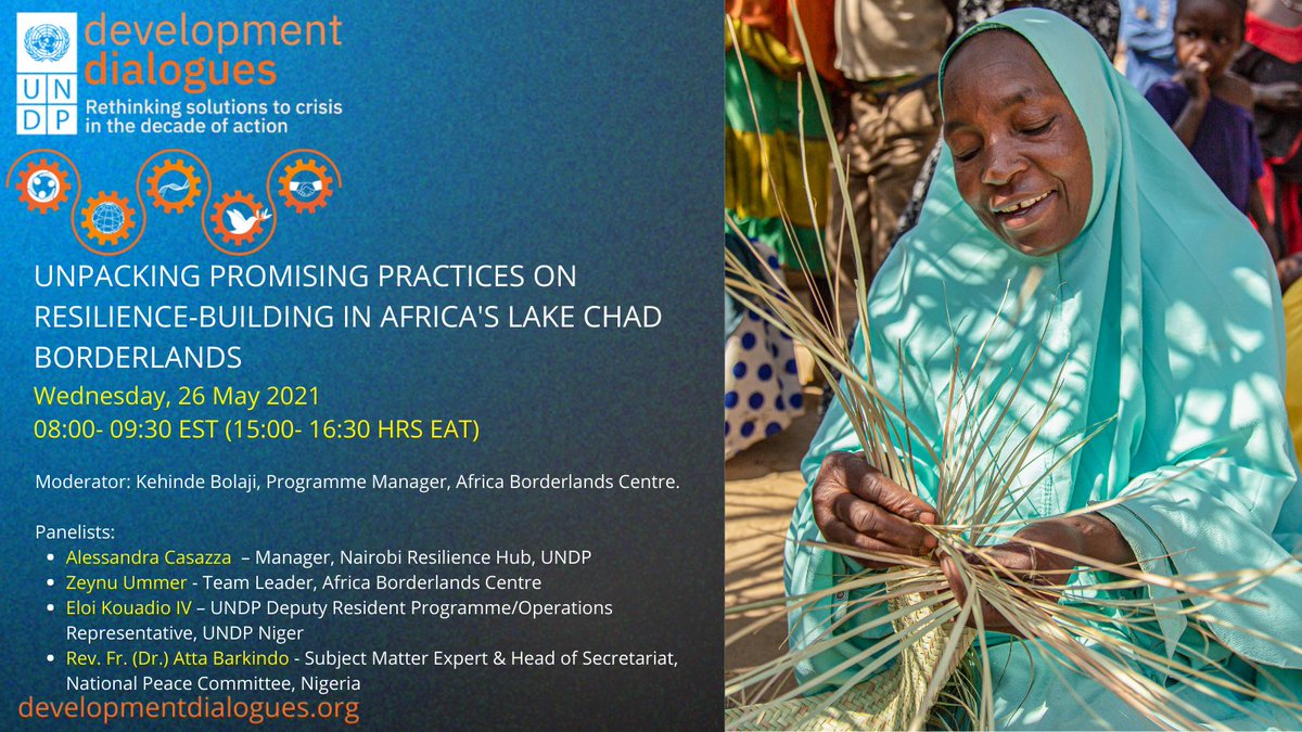 PNUDMALI's tweet photo. Join us today for the @UNDP #DevelopmentDialogues event on #LakeChad #borderlands. We will be discussing how to tackle challenges on #climatechange #insecurity #poverty and #socialfragmentation.
Register here 👉 https://t.co/TSAU1W5SBQ
#SDGs #UnboxDevelopment #AfricaPromise https://t.co/HzFjGg2j1e