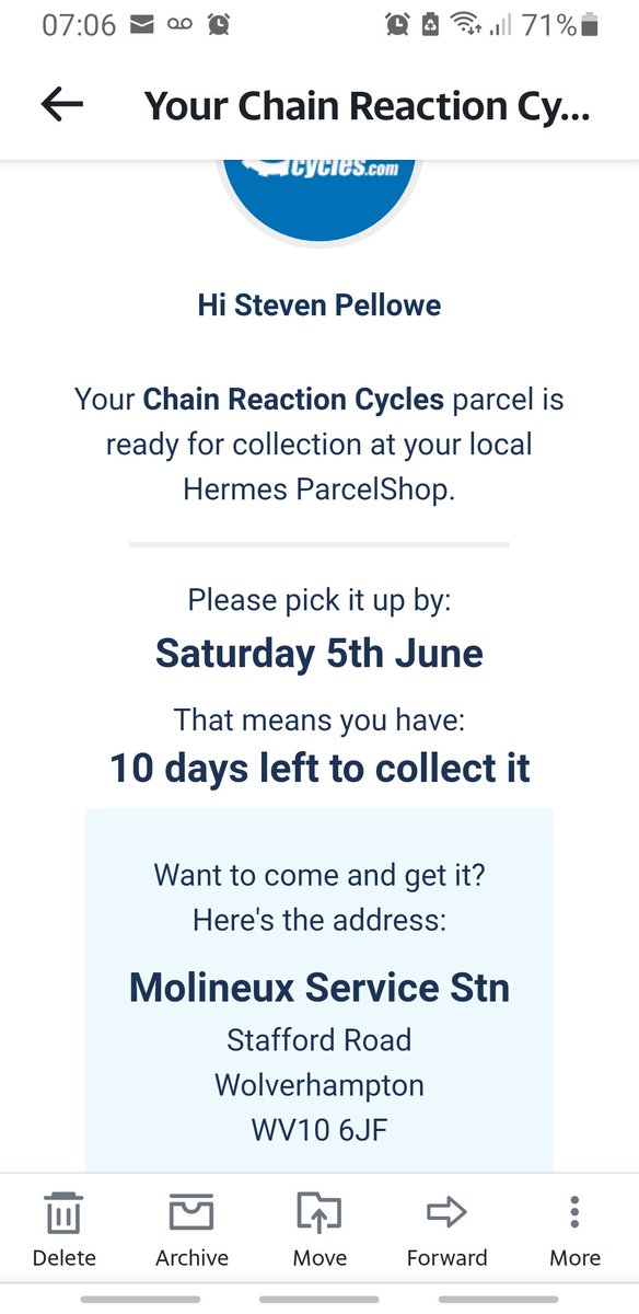 oompaloompa9's tweet photo. @Chain__Reaction @Hermesparcels DM sent. It has arrived here, 200 miles away from the selected delivery address https://t.co/HNOakH8jTd