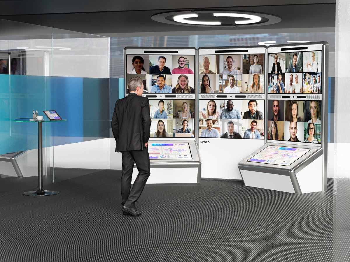 urbentech's tweet photo. What does the future workplace look like?  Now is a great time to reevaluate what you want from your office space; how you want employees to interact and collaborate, and how you want customers to perceive your brand.

#VirtualReceptionist #MeetingRoom #Signage #Innovation #Tech https://t.co/gAhm6oo5Dp