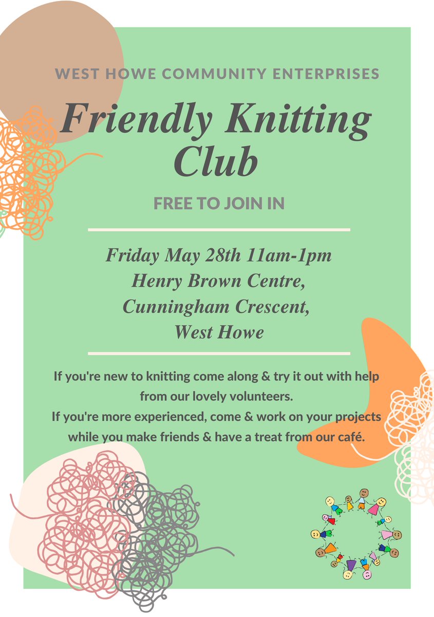 This Friday we have our 2nd Friendly Knitting club session! Come along &amp; join us. We have everything you need &amp; our café is open if you'd like to buy lunch or drinks!
#Bournemouth #Community #Crafts