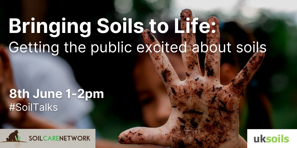 uksoils's tweet photo. Excited to announce our next #SoilTalks with the Soil Care Network! 🗓 8 JUNE 1-2pm

'Bringing Soils to Life: Getting the public excited about soils' - asking how we can create a buzz around #soil!🌿🙌

With @lou_zed, @JoshuaTou &amp; @HKapff 

Register here: https://t.co/J56vA6xVX2 https://t.co/Qxi5zlLjn2