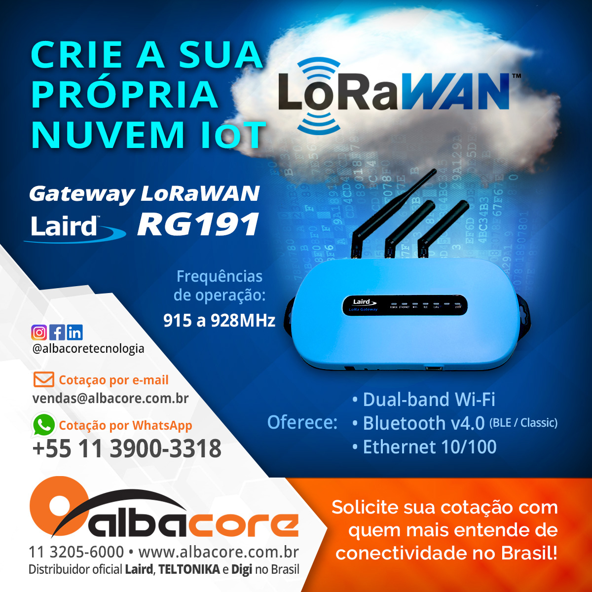 AlbacoreTecnol1's tweet photo. Crie sua própria nuvem IoT - Gateways LoRaWAN com WiFi e Bluetooth - Laird RG191.

Contato: (11) 3205-6006 ou entre em nosso site https://t.co/vZToOauaM8

#albacoretecnologia #integralsistemas #digi #usb-over-ip #iot  #hardlock #anywhereusbplus https://t.co/MllN2KvDqp