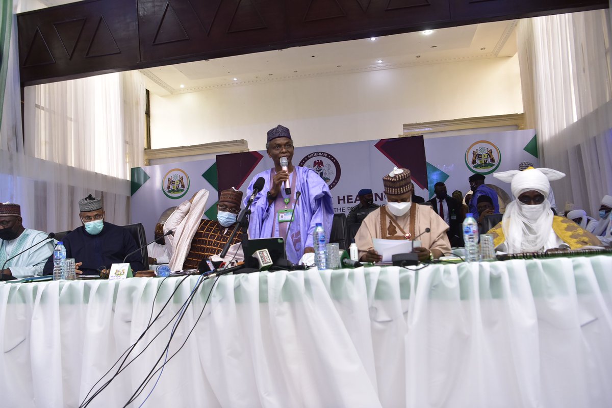 GovKaduna's tweet photo. KADUNA UPDATE: Malam Nasir @elrufai has declared open the NorthWest zone public hearing on constitution review: 

“We have to make pragmatic choices on the best structure to secure this country, promote its development and advance the welfare and prosperity of our people.” https://t.co/NKxAoIdo7P