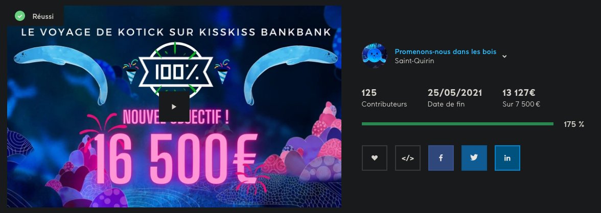 La campagne est terminée : Merci à vous ! 🐳🐠🐟

Le Voyage de #Kotick continue !