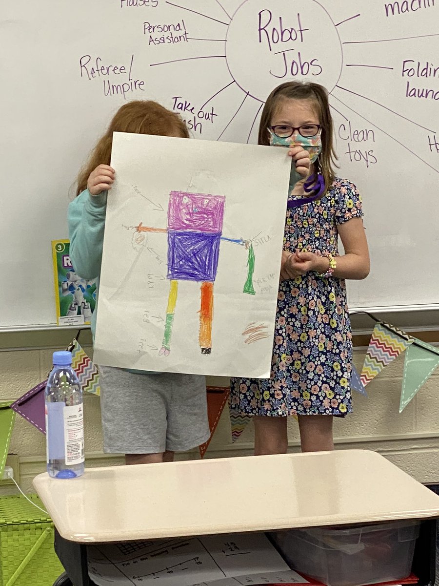 MrsTJohnston's tweet photo. These 2nd grade engineers invented some great robots! Who wouldn’t want a robot to fold their laundry, pick up dog poo, or pick up your toys? #PicturePerfectSTEM @Eden_Principal https://t.co/QarbLYJi0A