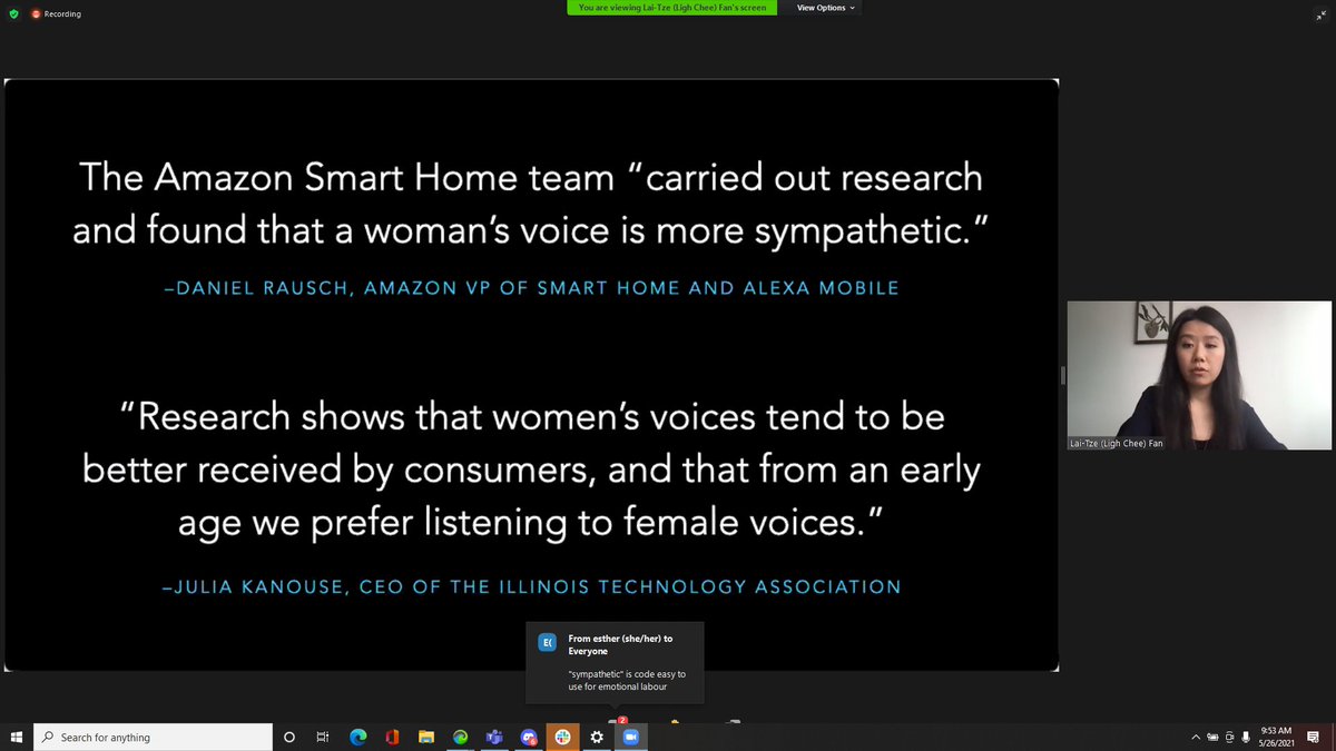 AI assistants are female, because they are then seen as caring and subservient. We want obedience not intelligence from our Alexas! #ELOppp