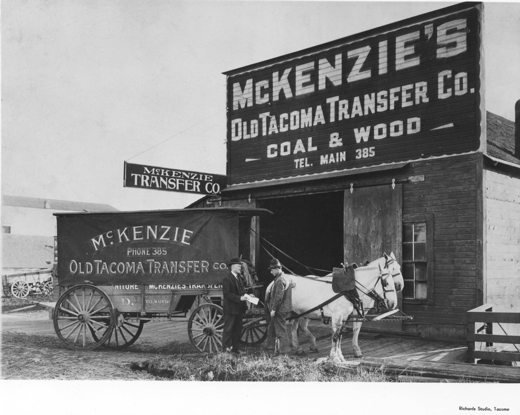 The McKenzie Brothers operated the Old Tacoma Transfer Company along N 30th St in the early 20th century. Brothers William, Neil, and Richard delivered fuel to local homes and businesses. 
⁠
Photo is from the archives of <a href="/TacomaLibrary/">Tacoma Public Library</a>
#WaybackWednesday #TacomaWA