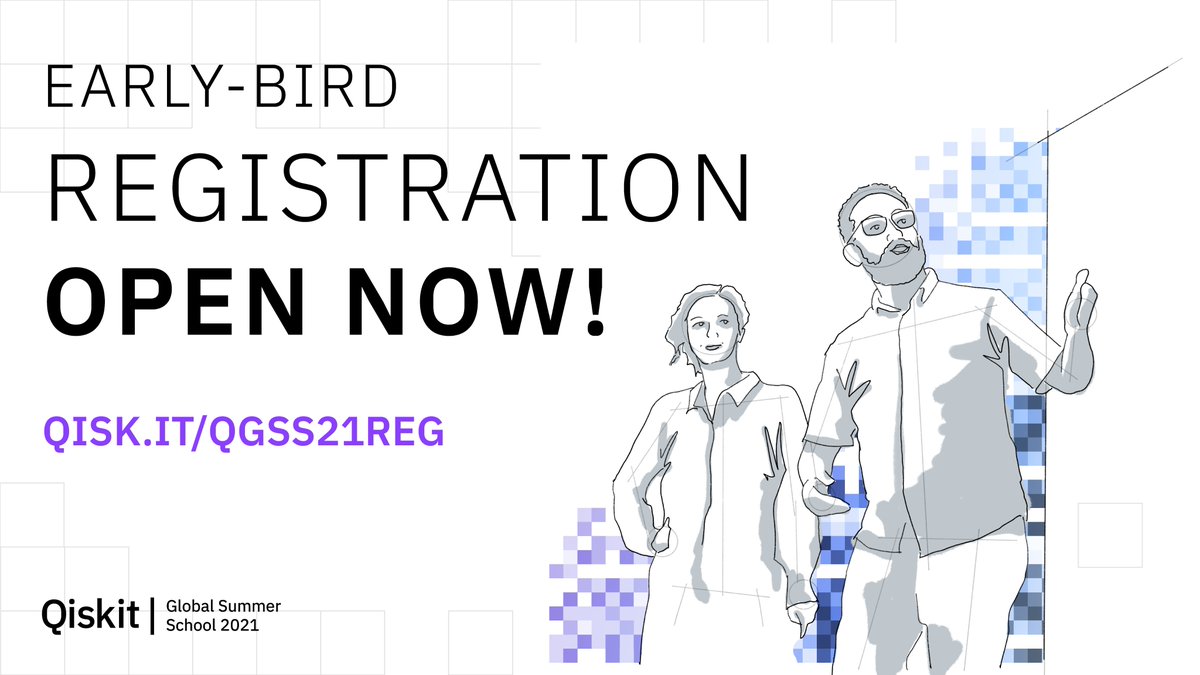 It’s finally here! Early bird registration is now open for the Qiskit Global Summer School on Quantum Machine Learning from July 12-23. Registration is first-come, first-served. Info to register and the curriculum for #QGSS21 is here: qisk.it/qgss21reg