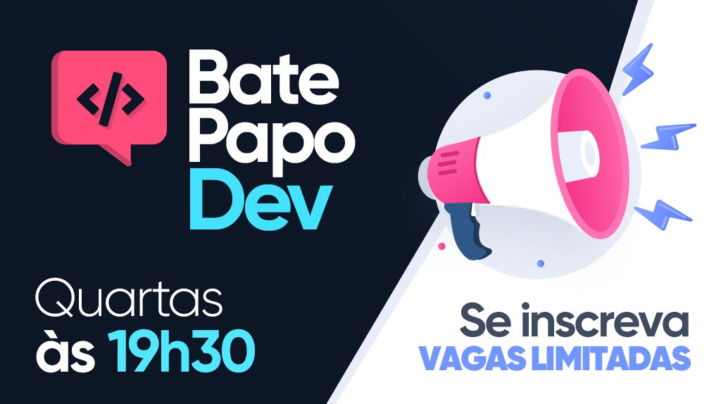 pedronauck's tweet image. Fala rapaziada, passando aqui para avisar que hoje a noite nós temos um encontro marcado no #BatePapoDev 🔥
Se você não se inscreveu ainda, corre lá e se inscreve 👉🏻 pedronauck.com
Vejo você as 19h30!
#programacao #programacaoweb #javascript