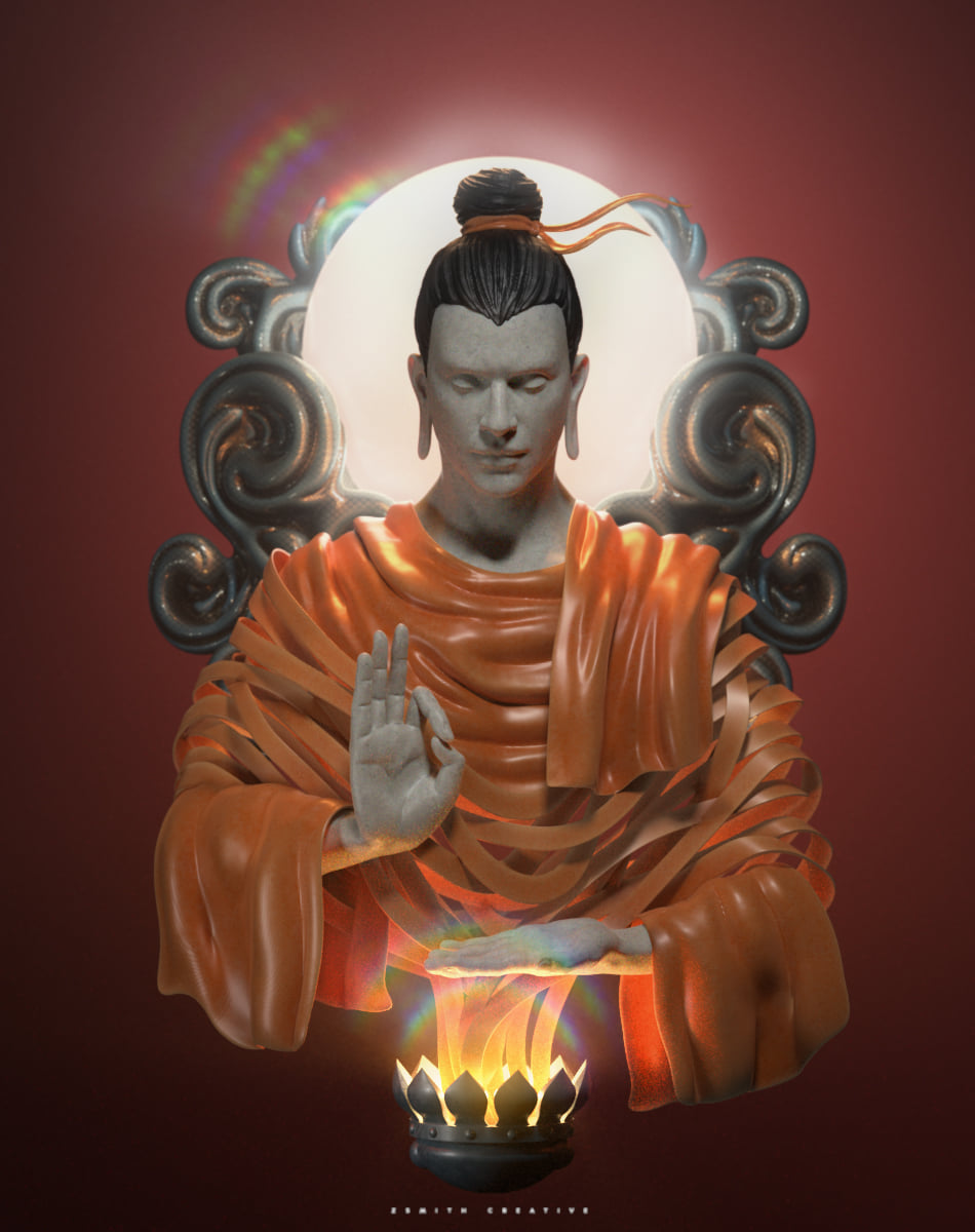 route345art's tweet photo. GUYS, I'M FLOORED!!! A fan of mine turned my Buddha illustration into a 3D render and I'm in awe. They even got the details of the robe correct. This just made my entire Vesak!!! #VesakDay https://t.co/1T7JzvH2ci