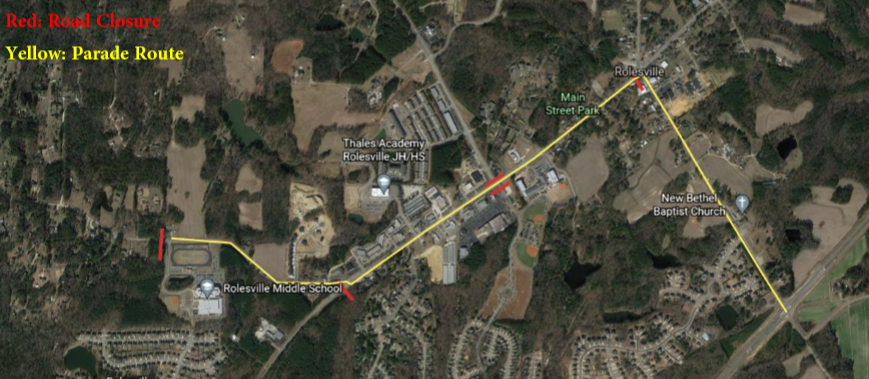 RolesvilleNC's tweet photo. Reminder that the Class of 2021 is having a parade from 1:00-2:00pm TODAY and that portions of Burlington Mills Road, Main Street, and E. Young Street will be impacted.  Congratulations, graduates! https://t.co/dbVo6t3YoQ