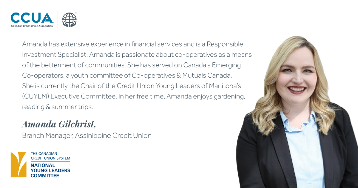 CCUA_ACCF's tweet photo. Meet Amanda Gilchrist, one of CCUA’s 2021 National Young Leader Award Winner and Scholarship Finalist. #CanadianCreditUnions #NationalYoungLeader @NationalYoung @MyAssiniboine https://t.co/0n3HAOvFGb
