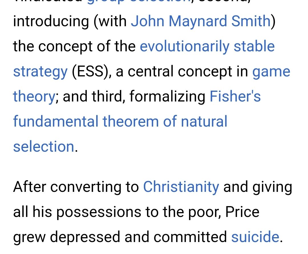 Today's cautionary tale comes from the Wikipedia article on George R. Price