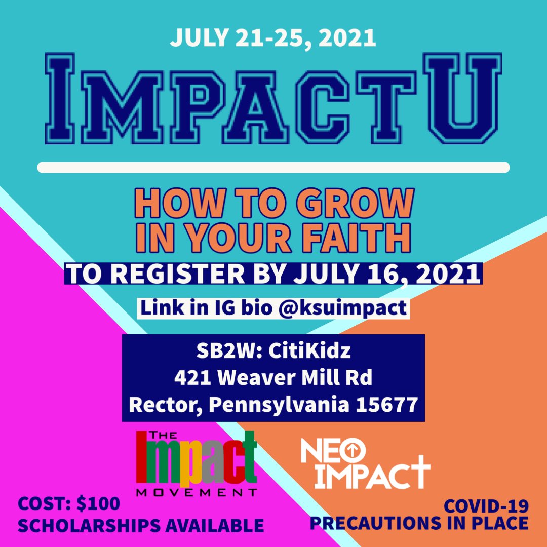 ksuimpact's tweet photo. Join us in July for ImpactU! 💪🏽🤩🙌🏽🎉

5 days jam packed with opportunities to learn how to grow deeper in your faith and relationship with God!!

DM us with any questions!

link to register in biooooooo🦁🖤 https://t.co/NjdO39r3Tk