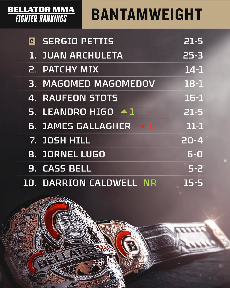 Rankings updated!

There was a bit of shuffling in the Official #Bellator Rankings this past weekend after #Bellator259.
