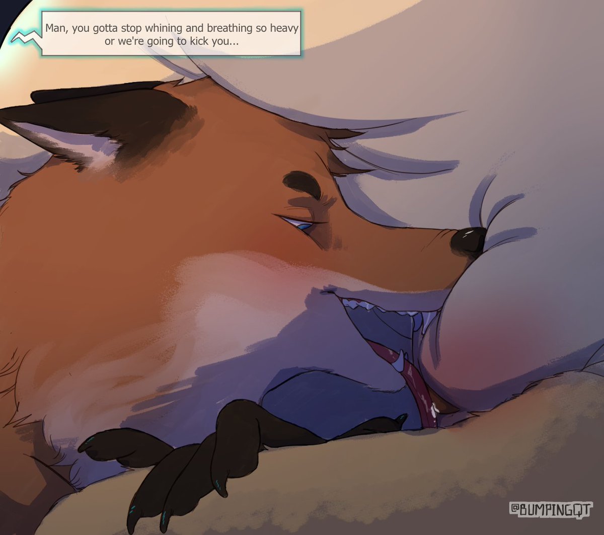 hyenaddict's tweet photo. It's not easy to distract a really serious gamer, but if you're good with your tongue and willing to play dirty, he does still have a few hidden weak spots.
Truly amazing commission by the super awesome @bumpingqt ! https://t.co/4LiTcLlpum