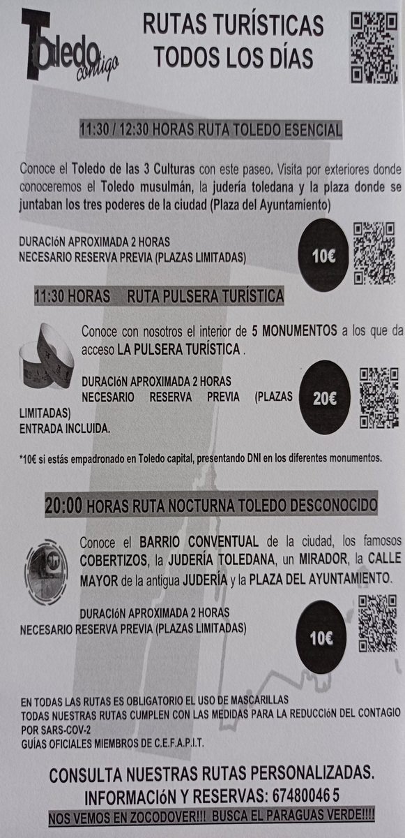 toledocontigo's tweet photo. ☂️ ¡No te pierdas nuestras rutas por #Toledo! ¡Reserva ya! (plazas limitadas con todas las medidas de seguridad)
👉🏻 https://t.co/LbTAkTVfz0 
📞 674 800 465 https://t.co/DScTMpHuzD