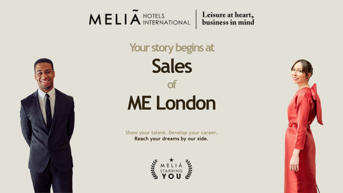 Whatever story you choose, you are the star at <a href="/MeliaHotelsInt/">Meliá Hotels International</a> 😉 We're looking for #Events #Sales Executive at <a href="/MELondonHotel/">ME London Hotel</a> 📊👨‍💼👩‍💼 Come to be part of a great team, we are waiting for you with open arms!!! #WeAreMelia #NowHiring #SalesJobs ow.ly/Y1SQ50EVOnK