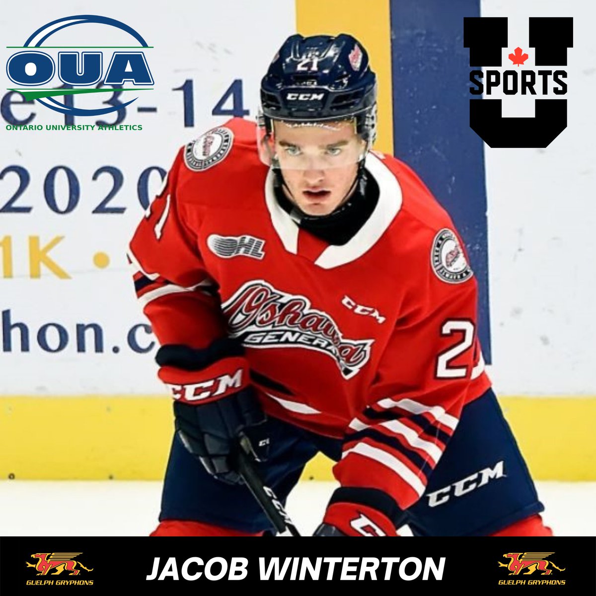 RECRUIT ANNOUNCEMENT: We are very excited to welcome <a href="/OHLHockey/">Ontario Hockey League</a> Forward, Jacob Winterton from the <a href="/Oshawa_Generals/">Oshawa Generals</a> to our Gryphon Hockey Family for the 2021-2022 season! #Culturebeatsstrategy