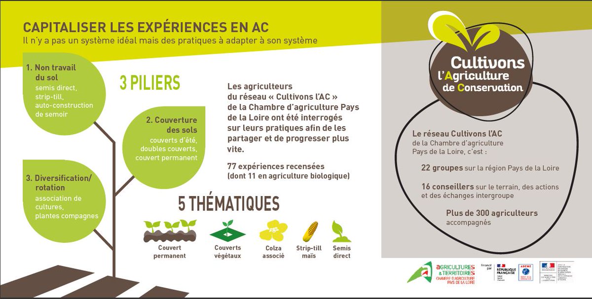 Pas loin de 80 expériences en ACS capitalisées en PDL. Objectif : les diffuser au plus grand nombre pour semer et cultiver l'ACS un peu partout. Ce projet se termine et se poursuit à une échelle multi-régionale. …s-de-la-loire.chambres-agriculture.fr/innovation-rd/… 
#ACS #CultivonsAC