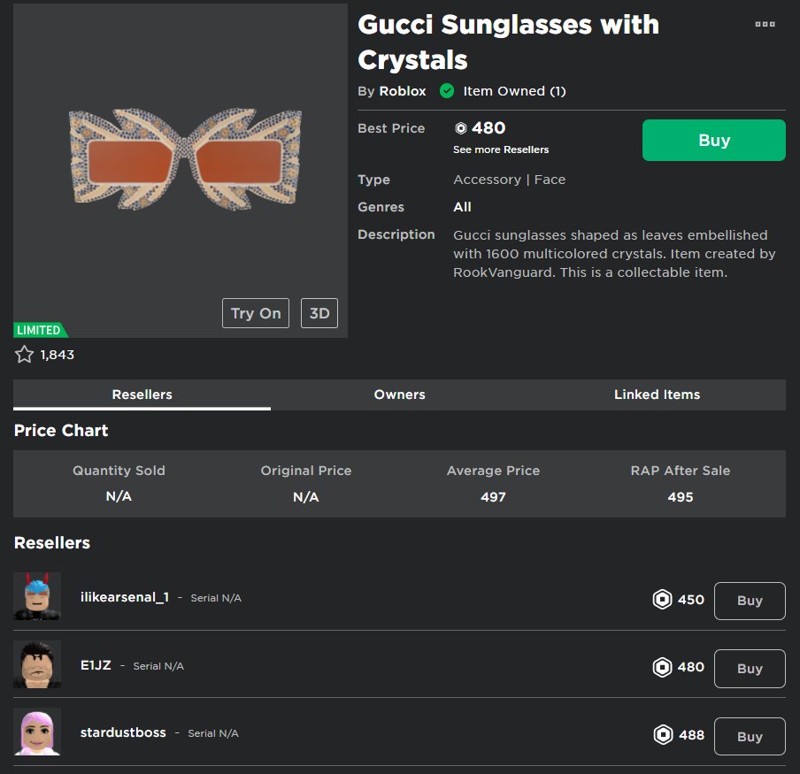 Roblox Trading News Advice On Twitter The Gucci Sunglasses With Crystals Have Become Limited Https T Co Auucjw5ksn Https T Co 7hu9vokefk Twitter - gucci sunglasses with crystals roblox