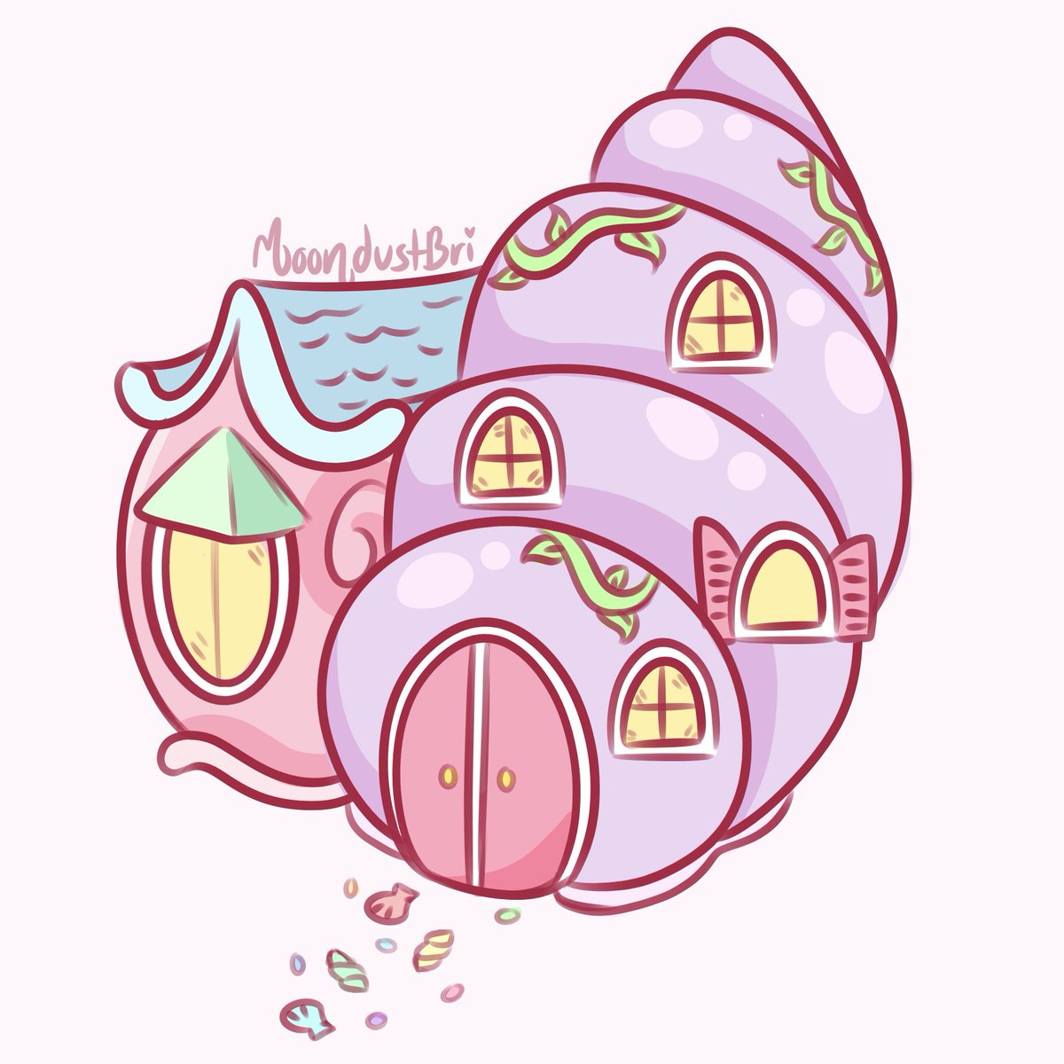 A little seashell home concept for <a href="/WonderWorksRB/">Wonder Works Studio</a> inspired by Polly Pockets!💖🌿🐚