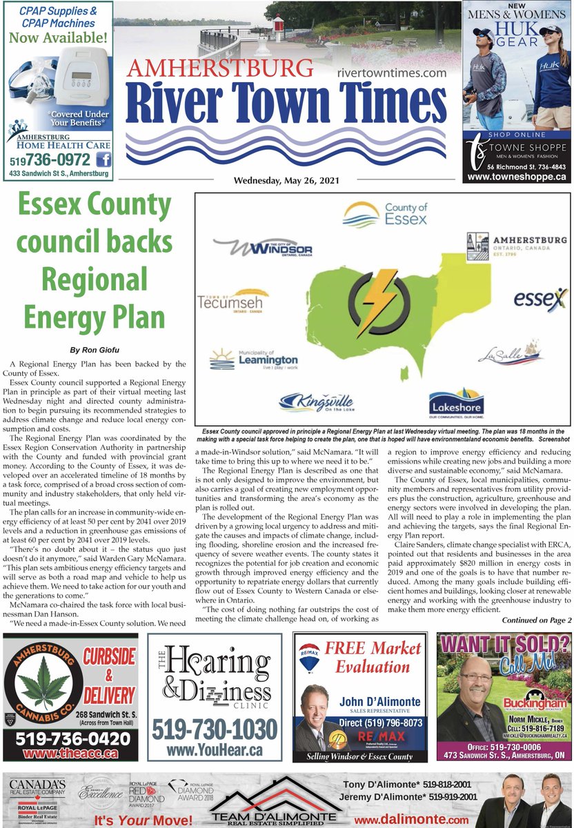 River Town Times (@rtt_amherstburg) on Twitter photo Pick up this week's #Amherstburg River Town Times!
Read about the new <a href="/EssexCountyON/">County of Essex</a> Regional Energy Plan, a trail initiative from @EssexCountyAAC, a new captain of the <a href="/amherstburgjrc/">Amherstburg Admirals</a>, success for <a href="/frc6544/">A-Team Robotics FRC 6544</a> and more!
#SupportLocalNews #LocalNewsMatters #SaveLocalNews Pick up this week's #Amherstburg River Town Times!
Read about the new <a href="/EssexCountyON/">County of Essex</a> Regional Energy Plan, a trail initiative from @EssexCountyAAC, a new captain of the <a href="/amherstburgjrc/">Amherstburg Admirals</a>, success for <a href="/frc6544/">A-Team Robotics FRC 6544</a> and more!
#SupportLocalNews #LocalNewsMatters #SaveLocalNews