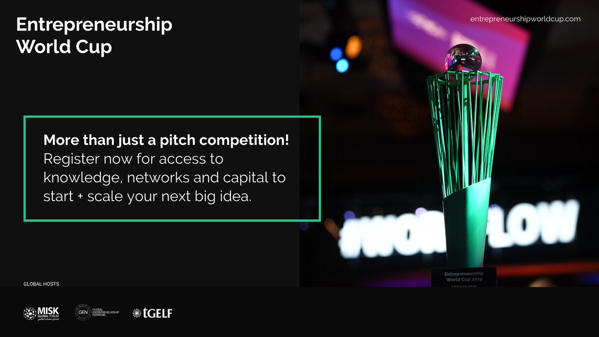 The #EntrepreneurshipWorldCup is still open to applications! Whether you are dreaming about launching a #startup or you already have a Series A round, the #EWC2021 can help you take your next big step. Apply: platform.entrepreneurshipworldcup.com/display/AN/EWC….